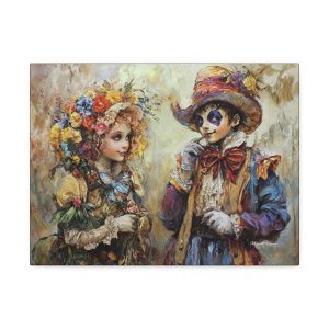 Whimsical Canvas Wall Art, Vibrant Floral Couple Art, Fantasy Home Decor, Romantic Gift, Unique Wall Hanging