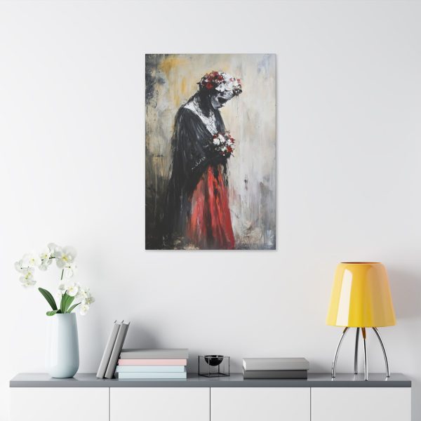 Classic Stretched Canvas Art Print - Haunting Floral Portrait, Wall Decor for Home, Unique Gift for Art Lovers, Boho Style Decoration - Image 19