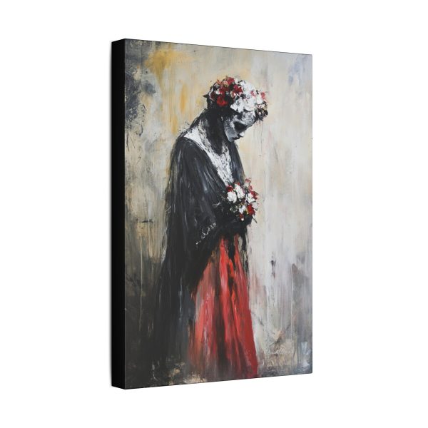 Classic Stretched Canvas Art Print - Haunting Floral Portrait, Wall Decor for Home, Unique Gift for Art Lovers, Boho Style Decoration - Image 6
