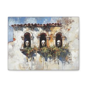 Artistic Skull Canvas Wall Art, Unique Home Decor, Gothic Style Wall Hanging, Modern Art Print, Perfect for Halloween or Conversations