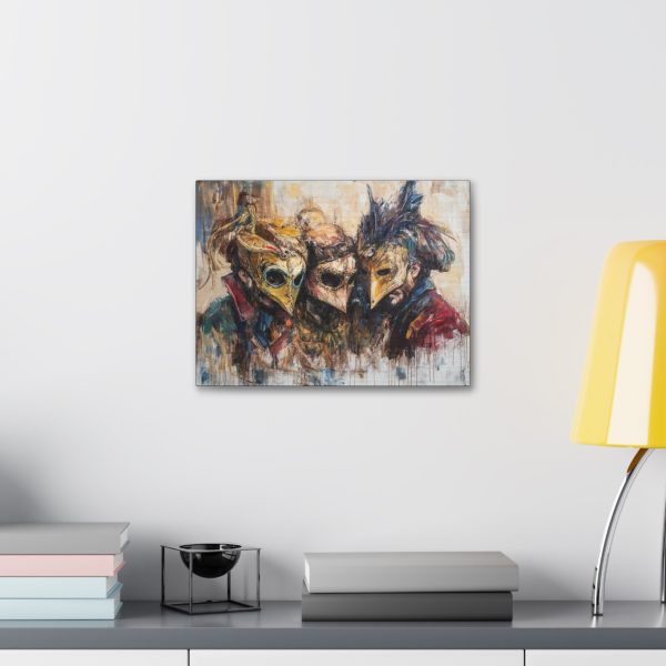 Masked Companions Canvas Art, Mysterious Wall Decor, Perfect for Halloween, Unique Gift, Bohemian Home Accent - Image 3