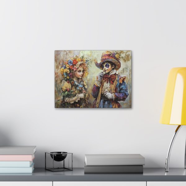 Whimsical Canvas Wall Art, Vibrant Floral Couple Art, Fantasy Home Decor, Romantic Gift, Unique Wall Hanging - Image 3
