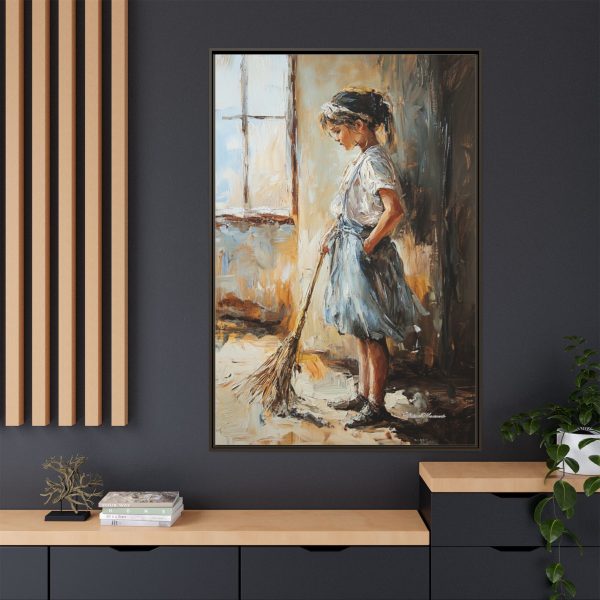 Charming Framed Canvas Art, Wall Decor, Home Decor, Girl with Broom, Rustic Aesthetic, Gift for Art Lovers, Living Room Decor - Image 68