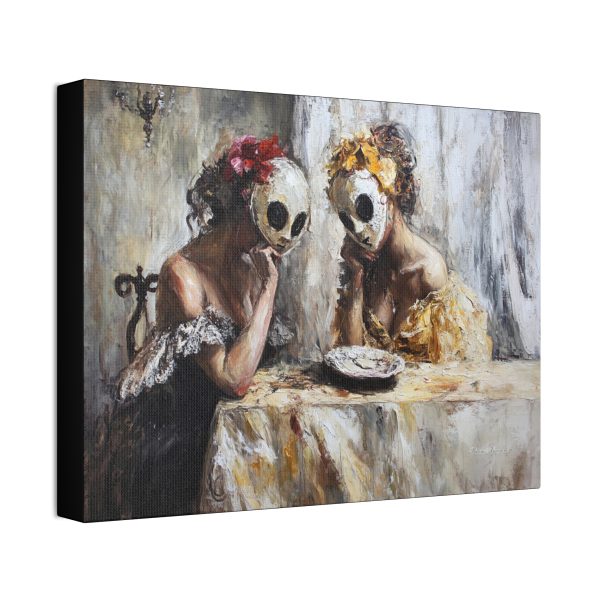 Canvas Stretched Wall Art, Surreal Masked Women Painting, Home Decor, Art for Living Room, Unique Gift, Wall Decoration - Image 2