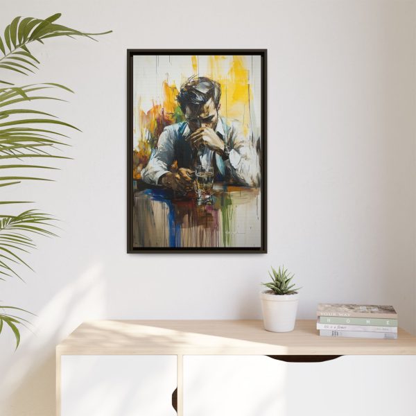 Framed Wall Art - Contemplative Man with Drink, Modern Home Decor, Stylish Gift, Thoughtful Art Piece, Artistic Decor for Living Room - Image 15