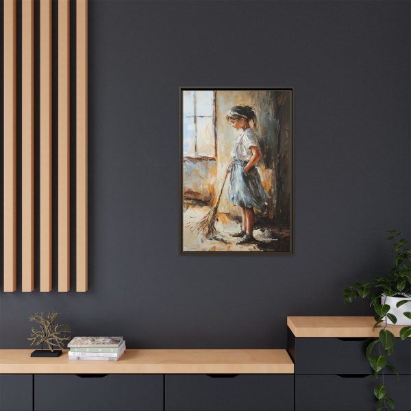 Charming Framed Canvas Art, Wall Decor, Home Decor, Girl with Broom, Rustic Aesthetic, Gift for Art Lovers, Living Room Decor - Image 24