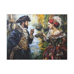 Romantic Canvas Art Wraps, Vintage Wall Decor, Couple Art for Home, Gift for Art Lovers, Wedding, Anniversary Decor