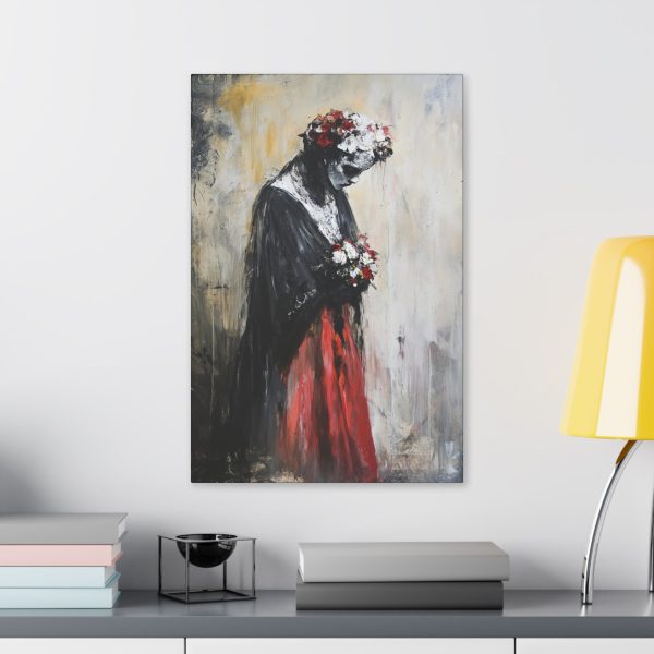 Classic Stretched Canvas Art Print - Haunting Floral Portrait, Wall Decor for Home, Unique Gift for Art Lovers, Boho Style Decoration - Image 11