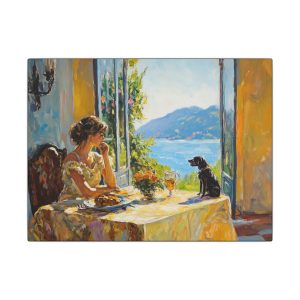 Canvas Art Print, Stretched Wall Decor, Colorful Landscape Painting, Gift for Dog Lovers, Cozy Home Decor