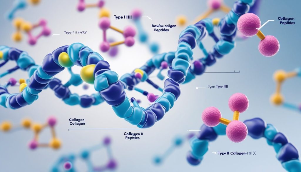 Bovine collagen peptides showing Type I and Type III collagen structure.