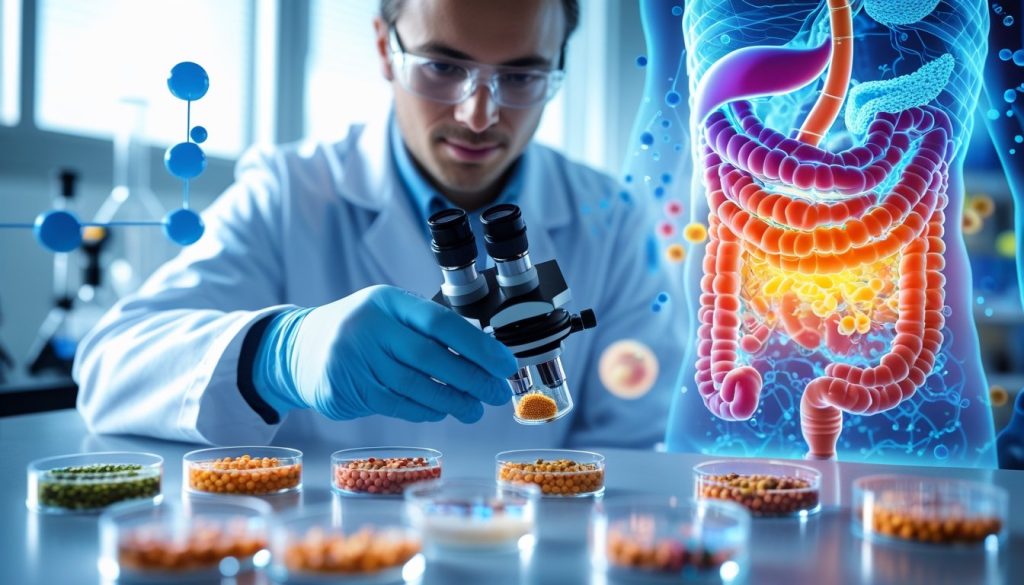 Probiotic strains, vitamin production, metabolites, digestive health, and gut function.