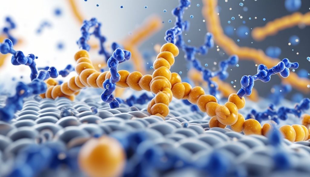 Amylase enzyme breaking down starches and carbohydrates for better digestion.