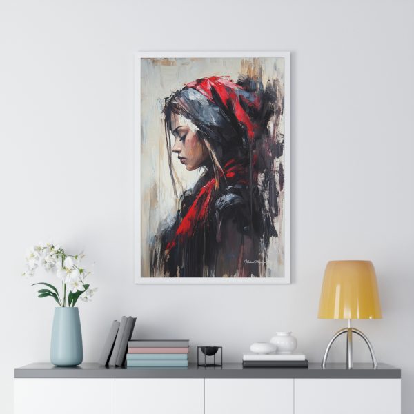 Chic Bohemian Vertical Framed Poster, Modern Wall Art, Home Decor, Gift for Art Lovers, Red and Black Portrait - Image 11