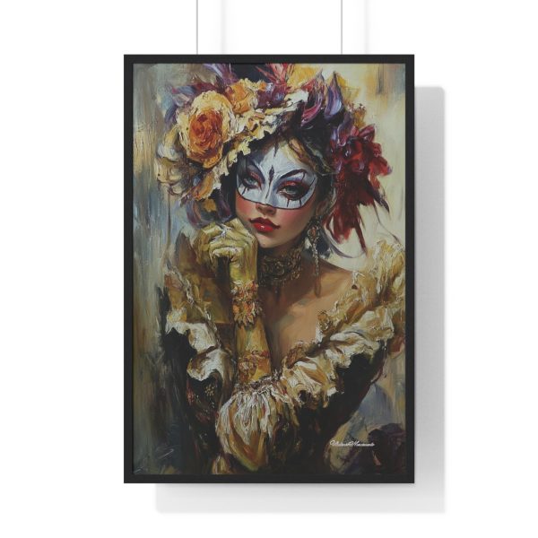 Elegant Masquerade Wall Art Print, Vertical Framed Poster, Living Room Decor, Gift for Art Lovers, Carnival Decorations