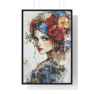 Colorful Floral Portrait Wall Art, Vintage Home Decor, Bohemian Style, Living Room Decoration, Gift for Art Lovers