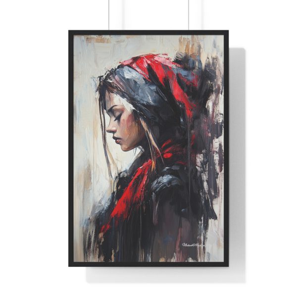 Chic Bohemian Vertical Framed Poster, Modern Wall Art, Home Decor, Gift for Art Lovers, Red and Black Portrait