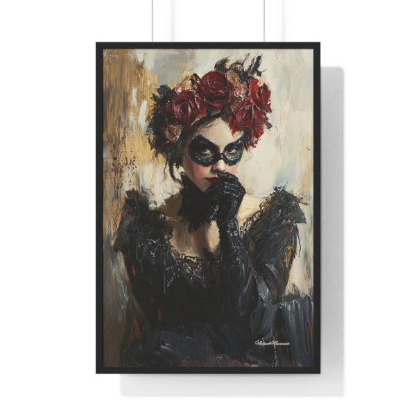 Elegant Masquerade Vertical Framed Poster, Wall Art, Home Decor, Gothic Art, Gift for Art Lovers, Halloween Decor