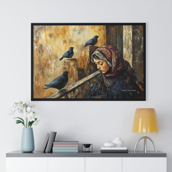 Elegant Framed Poster of Woman Playing Flute with Birds, Home Decor, Art Print, Gift for Music Lovers, Wall Art, Cozy Atmosphere - Image 8