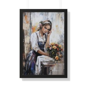 Elegant Floral Framed Vertical Poster - Boho Art Print, Home Decor, Gift for Her, Living Room Wall Art, Vintage Style