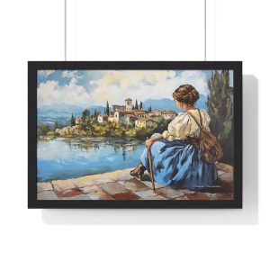 Scenic Framed Art Print, Horizontal Wall Decor, Vintage Landscape Poster, Home Office Decoration, Gift for Art Lovers