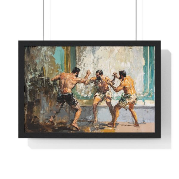 Dynamic Framed Wall Art of Wrestling Scene | Home Decor, Gift for Sports Enthusiasts, Living Room Art, Unique Artwork, Fitness Decor