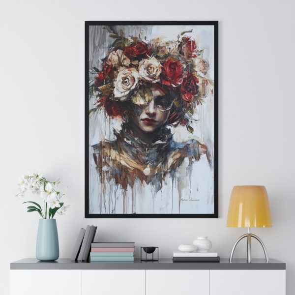 Artistic Floral Portrait Wall Art, Vertical Framed Poster, Home Decor, Unique Gift, Gallery Wall Piece, Bohemian Vibe, Stylish Room Decor - Image 2