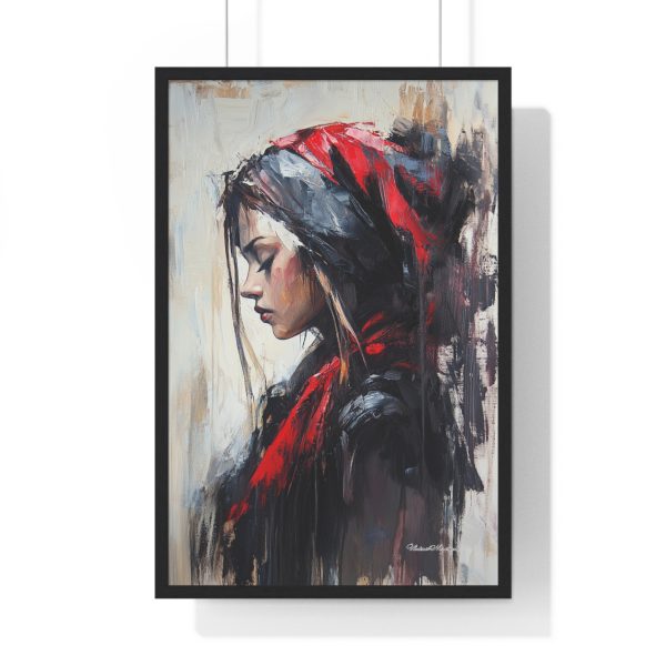 Chic Bohemian Vertical Framed Poster, Modern Wall Art, Home Decor, Gift for Art Lovers, Red and Black Portrait - Image 7