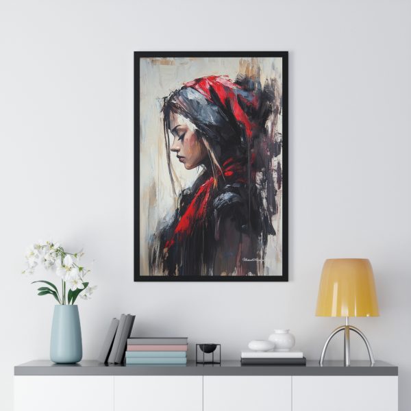 Chic Bohemian Vertical Framed Poster, Modern Wall Art, Home Decor, Gift for Art Lovers, Red and Black Portrait - Image 8