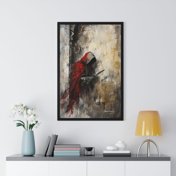 Mystical Red Cloaked Figure Vertical Framed Poster, Wall Art, Home Decor, Fantasy Artwork, Dark Aesthetic, Gift for Art Lovers - Image 8