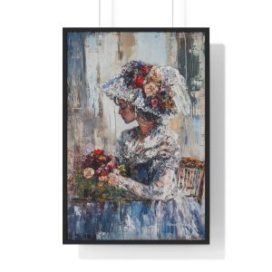Elegant Vintage Floral Woman Framed Poster, Art Decor, Wall Art, Gift for Her, Home Decoration, Feminine Room Accent