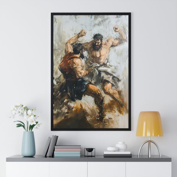 Epic Battle Art Vertical Framed Poster, Wall Decor for Home, Unique Gift for Sports Lovers, Gym Art, Masculine Room Decor - Image 2
