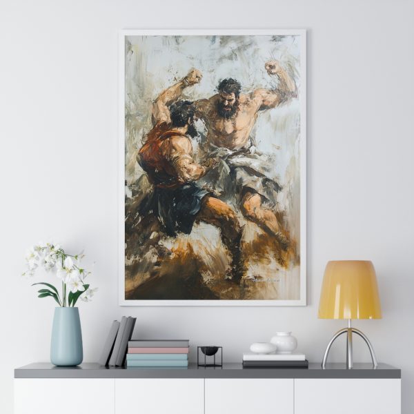 Epic Battle Art Vertical Framed Poster, Wall Decor for Home, Unique Gift for Sports Lovers, Gym Art, Masculine Room Decor - Image 5