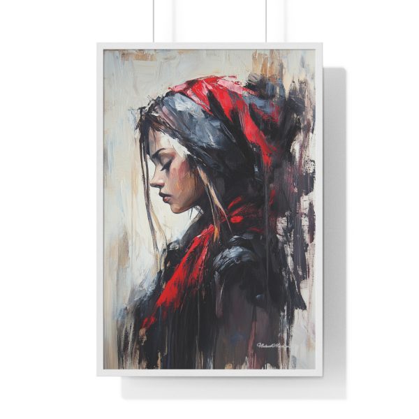 Chic Bohemian Vertical Framed Poster, Modern Wall Art, Home Decor, Gift for Art Lovers, Red and Black Portrait - Image 4