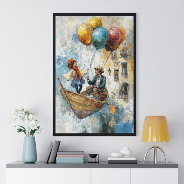 Whimsical Balloon Adventure Framed Poster, Colorful Art for Kids' Room, Unique Home Decor, Fun Gift for Birthdays, Playroom Wall Art - Image 2