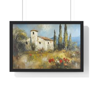 Rustic Art Framed Poster, Vintage Landscape Wall Decor, Home Decoration, Gift for Art Lovers, Cozy Living Room Accent