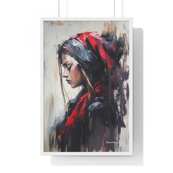 Chic Bohemian Vertical Framed Poster, Modern Wall Art, Home Decor, Gift for Art Lovers, Red and Black Portrait - Image 10