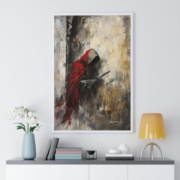 Mystical Red Cloaked Figure Vertical Framed Poster, Wall Art, Home Decor, Fantasy Artwork, Dark Aesthetic, Gift for Art Lovers - Image 5