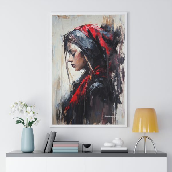 Chic Bohemian Vertical Framed Poster, Modern Wall Art, Home Decor, Gift for Art Lovers, Red and Black Portrait - Image 5