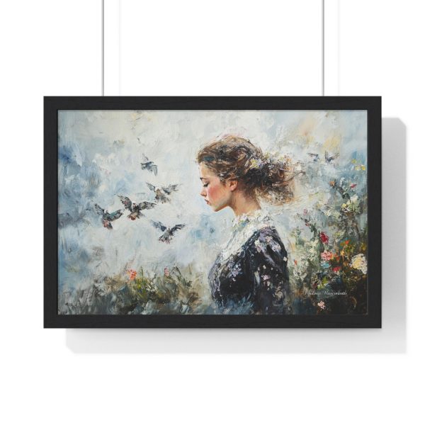 Elegant Floral Framed Poster, Dreamy Portrait Art, Home Decor, Gift for Art Lovers, Inspirational Wall Art
