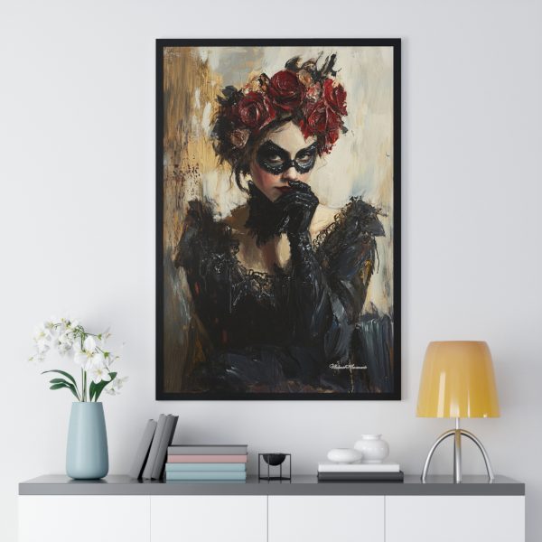 Elegant Masquerade Vertical Framed Poster, Wall Art, Home Decor, Gothic Art, Gift for Art Lovers, Halloween Decor - Image 2