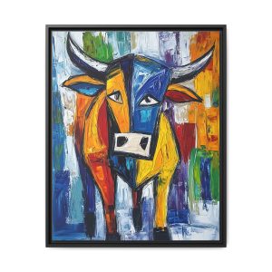 Vibrant Cow Art Print, Framed Colorful Cow Artwork, Wall Decor for Farmhouse Style, Gift for Animal Lovers, Modern Home Decoration