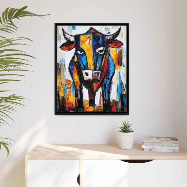 Vibrant Cow Wall Art Print, Colorful Framed Canvas for Farmhouse Decor, Unique Gift for Animal Lovers, Modern Home Art Display - Image 3