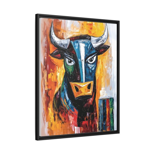 Colorful Bull Canvas Art Print, Framed Wall Decor, Unique Home Accent, Bold Farmhouse Style, Gift for Art Lovers - Image 2