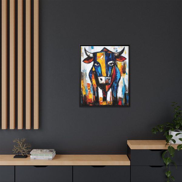 Vibrant Cow Wall Art Print, Colorful Framed Canvas for Farmhouse Decor, Unique Gift for Animal Lovers, Modern Home Art Display - Image 4
