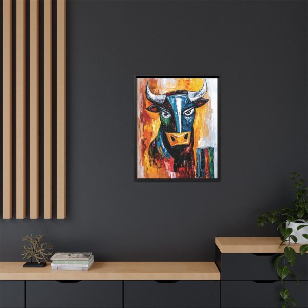 Colorful Bull Canvas Art Print, Framed Wall Decor, Unique Home Accent, Bold Farmhouse Style, Gift for Art Lovers - Image 4