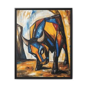 Colorful Bull Canvas Art Print, Modern Wall Decor, Farmhouse, Gift for Home, Cow Art, Framed Artwork, Unique Home Decoration