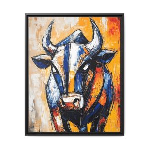 Vibrant Cow Wall Art Print, Framed Multi-Color Artwork, Rustic Home Decor, Farmhouse Wall Decor, Gift for Animal Lovers