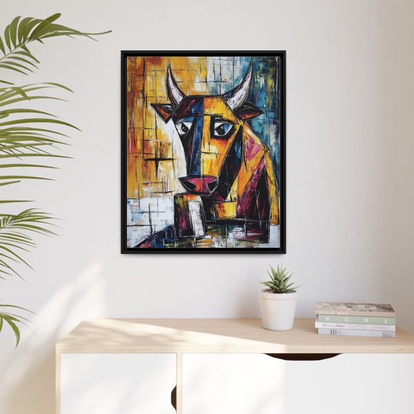 Multi-Color Framed Canvas Art, Abstract Cow Wall Decor, Modern Farmhouse Decor, Unique Gift for Animal Lovers, Living Room Art - Image 3