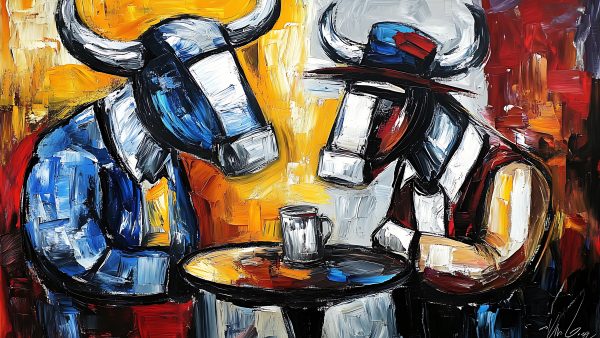 24 Powerful Bull and Matador Paintings 32x18in - Image 9
