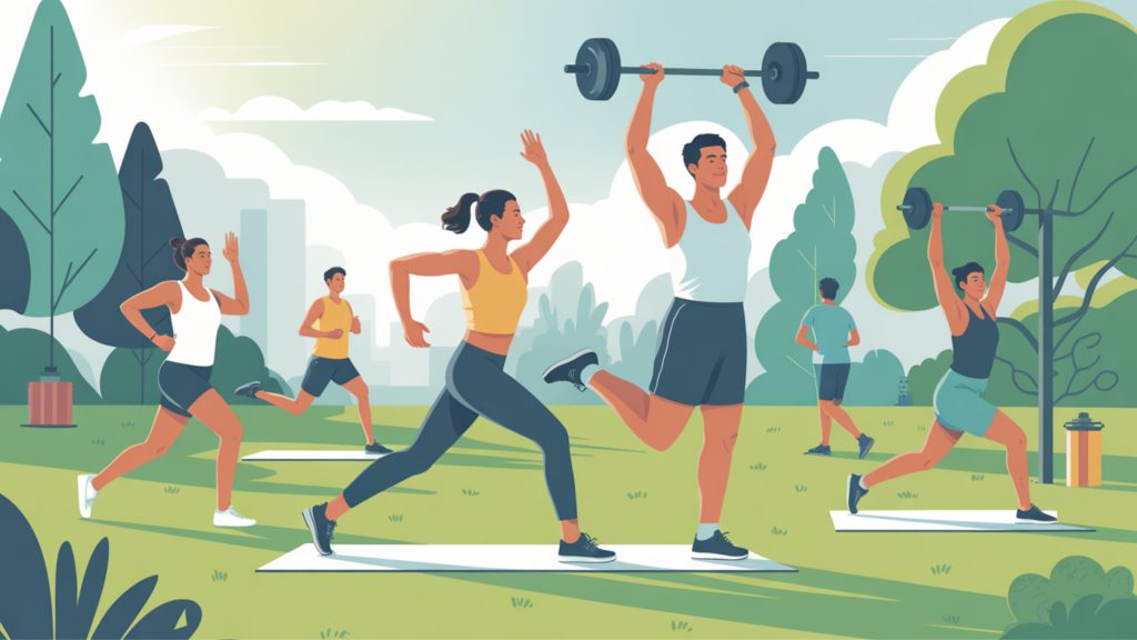 Health-conscious adults maintaining work-life balance with regular exercise.